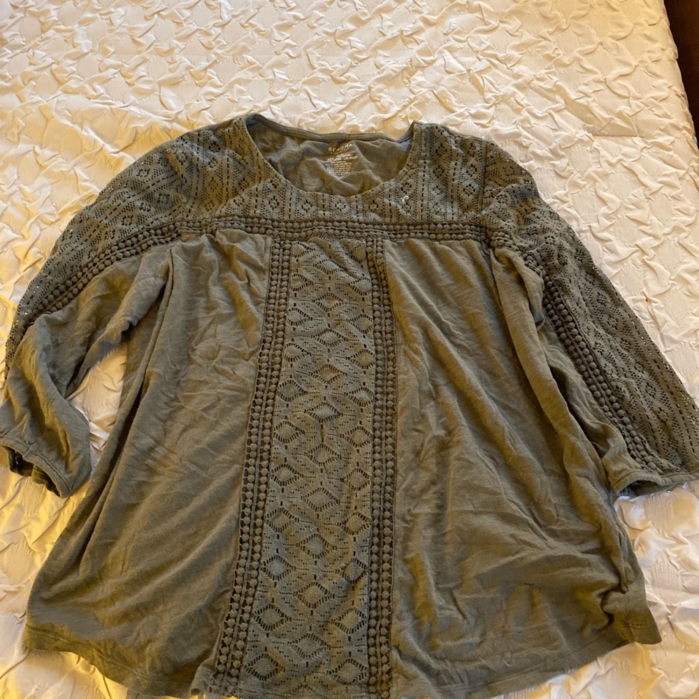 Olive green long sleeve top